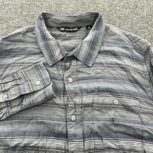 Travis Mathew Button Shirt Mens L Striped Lightweight Performance Golf Pocket